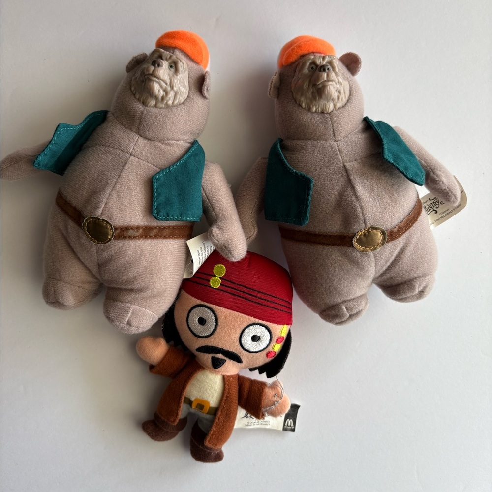 Disney Pirate and Bear Plush Toy Set - Red, Brown, Gray, Teal, Orange